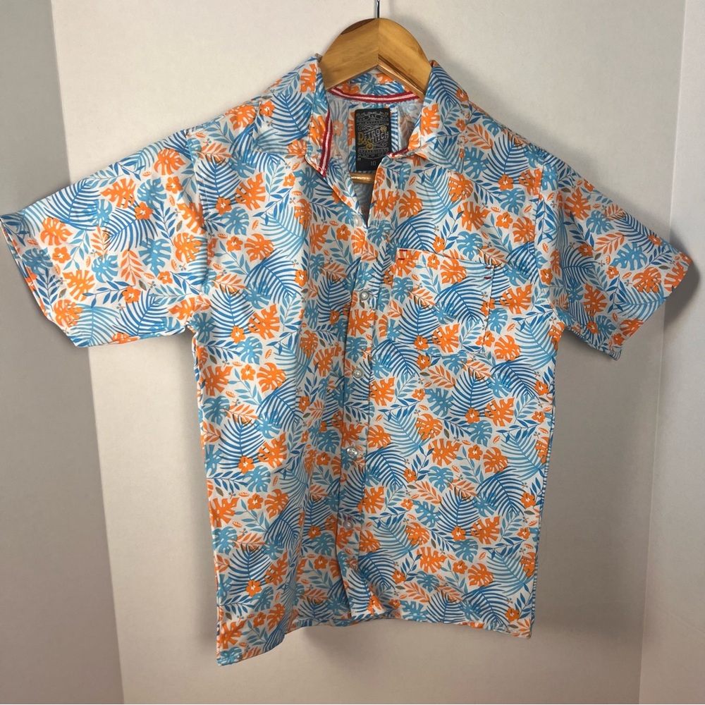 Retro Stitch Premium Boys 10 Tropical Hawaiian Button Up  100% Cotton Shirt